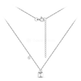 Колье с замком из серебра с фианитом родированное - удлинитель 5 см