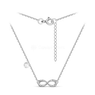 Колье женское Бесконечность из серебра с фианитами родированное - Удлинитель 5 см