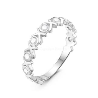 Кольцо из серебра с фианитами родированное