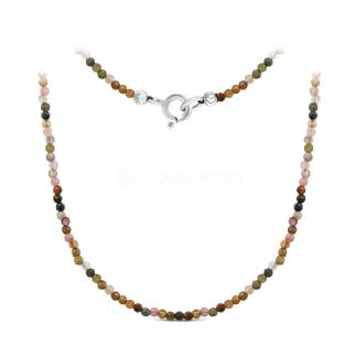 Колье из серебра с натуральным турмалином родированное