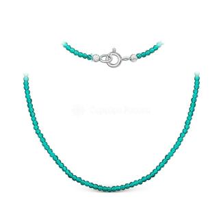 Колье из родированного серебра с бусинами синтетической бирюзовой шпинели
