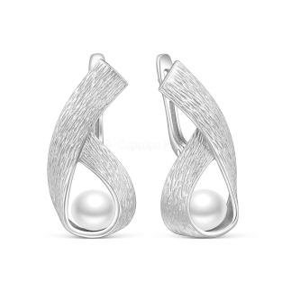 Серьги из серебра с культивированным жемчугом родированные