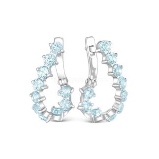 Серьги женские из серебра с натуральным топазом родированные