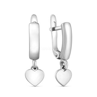 Серьги женские из серебра родированные - Сердце