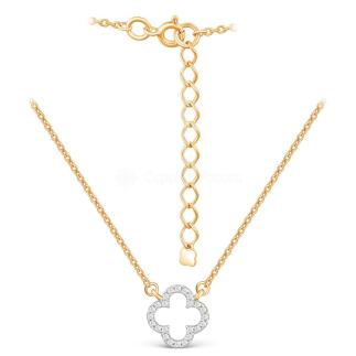 Колье Клевер из золочёного серебра с фианитами - удлинитель 4 см