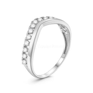 Кольцо из серебра с фианитами родированное