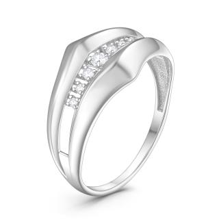 Кольцо из серебра с фианитами родированное