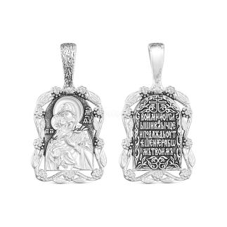 Подвеска-икона из чернёного серебра - Владимирская Божья Матерь