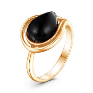 Кольцо из золочёного серебра с натуральным прессованным янтарём