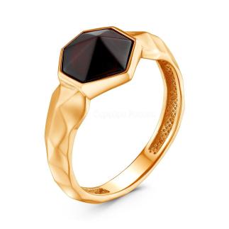 Кольцо из золочёного серебра с прессованным натуральным янтарём