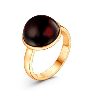 Кольцо из золочёного серебра с натуральным прессованным янтарём