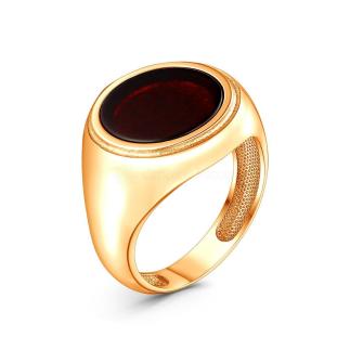 Кольцо из золочёного серебра с натуральным прессованным янтарём