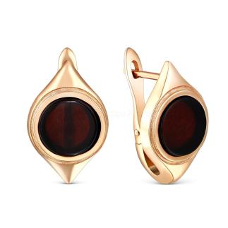 Серьги из золочёного серебра с прессованным янтарём