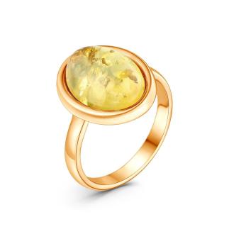 Кольцо из золочёного серебра с натуральным прессованым янтарём 