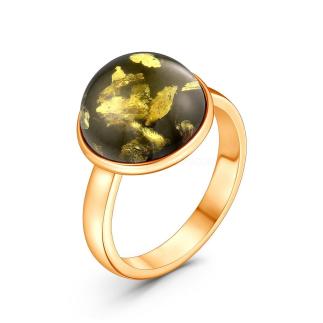 Кольцо из золочёного серебра с натуральным прессованным янтарём