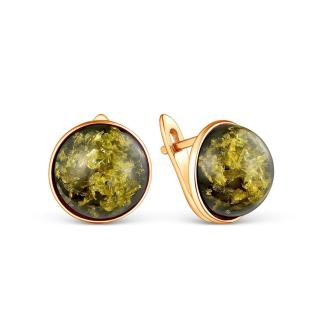 Серьги из золочёного серебра с натуральным прессованным янтарём