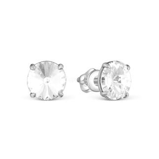 Серьги-пусеты из серебра с кристаллами премиум австрия бесцветный родированные