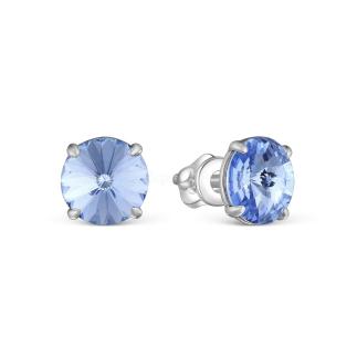 Серьги-пусеты из серебра с кристаллами премиум австрия светло-голубой родированные