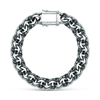 Браслет из чернёного серебра - Бисмарк, 24 см