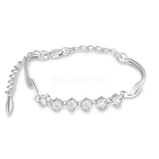 Браслет жёсткий из серебра с фианитами родированный