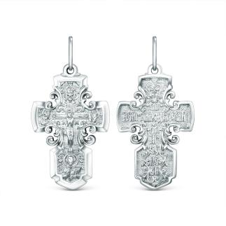 Крест православный из серебра родированный - 