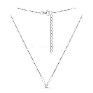 Колье женское V-образное из родированного серебра - Галочка