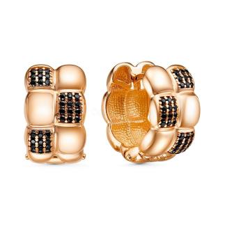 Серьги из золочёного серебра с чёрной шпинелью