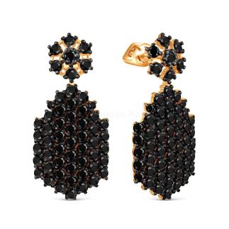 Серьги-пусеты из золочёного серебра со шпинелью и родированием