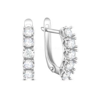 Серьги из серебра с фианитами родированные
