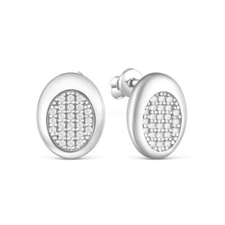 Серьги-пусеты из серебра с фианитами родированные