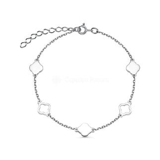 Браслет женский серебро в форме клевер родированный коллекция quatrefoil - Удлинитель 3 см