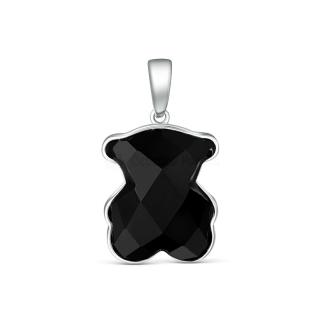 Подвеска из серебра с агатом родированная - Мишка