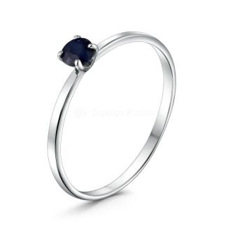 Кольцо из серебра с сапфиром родированное