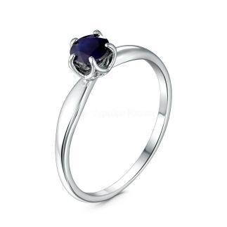Кольцо из серебра с натуральным сапфиром родированное