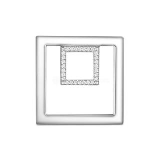 Подвеска квадрат из серебра с фианитами родированная