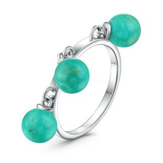 Кольцо из серебра с бирюзой родированное