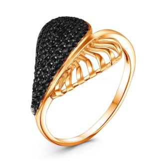 Кольцо из золочёного серебра со шпинелью и родированием - Сердце