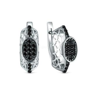 Серьги из серебра с натуральной шпинелью родированные