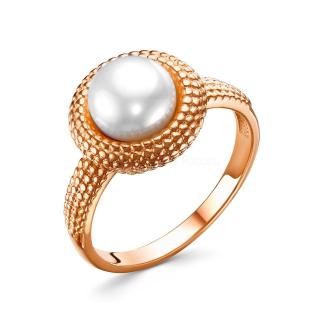 Кольцо из золочёного серебра с культивированным белым жемчугом