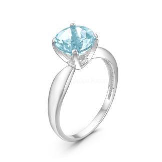 Кольцо из серебра с натуральным топазом родированное