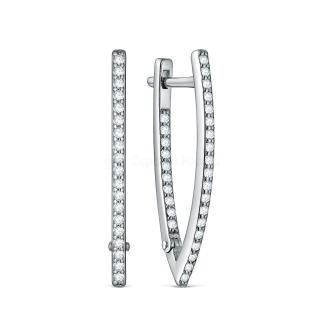 Серьги из серебра с фианитами родированные