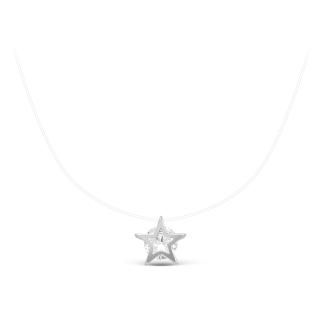 Колье из серебра с фианитом родированное (на леске)
