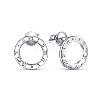 Серьги-пусеты из серебра родированные - Часы