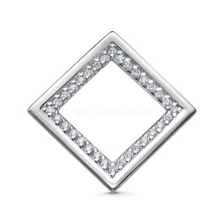Подвеска из серебра с фианитами родированная - Ромб 1,8 см