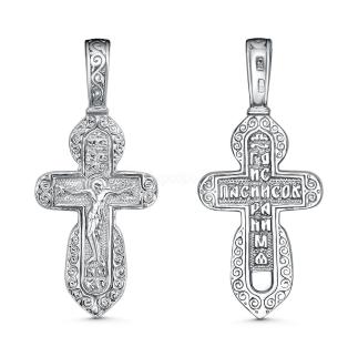 Крест из серебра родированный - 3,5 см