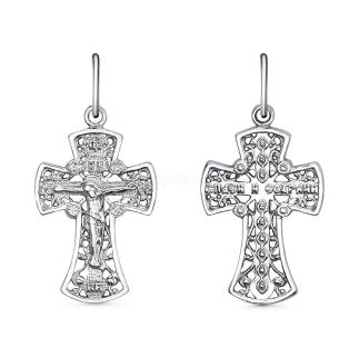 Крест из серебра с фианитами родированный - 3 см