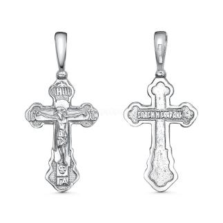 Крест из серебра родированный - 3,6 см