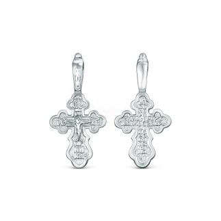 Крест православный из серебра родированный - Да воскреснет Бог 2,2 см