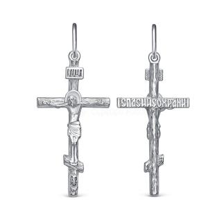 Крест из серебра родированный - 4 см