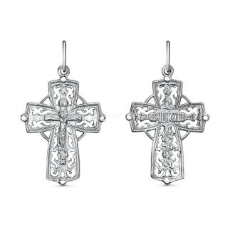 Крест из серебра родированный - 3,6 см